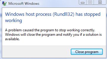 rundll32.exe has stopped working error in Windows 7