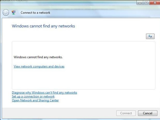 windows cannot find any networks error