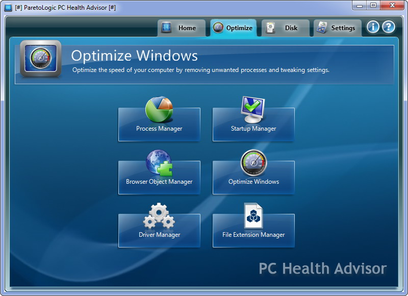 optimize winwows with PC Health Advisor