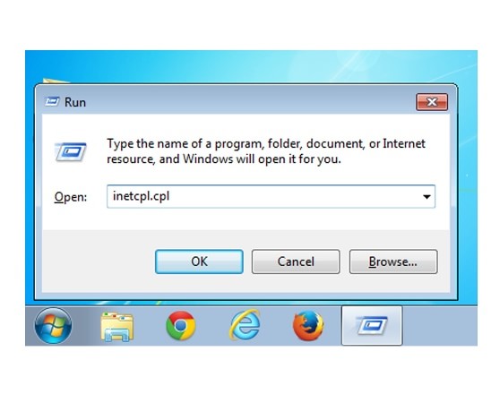 Run inetcpl. Cpl in Internet Explorer