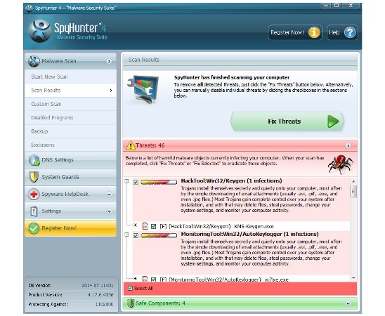 Delete SystemLifter: click Fix Threats