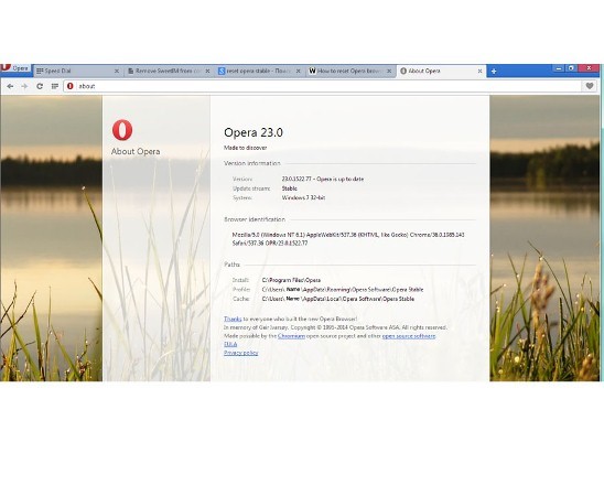 Open about to remove CrossBrowser in Opera