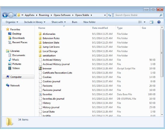 Remove Profile folder to delete InstaShare in Opera