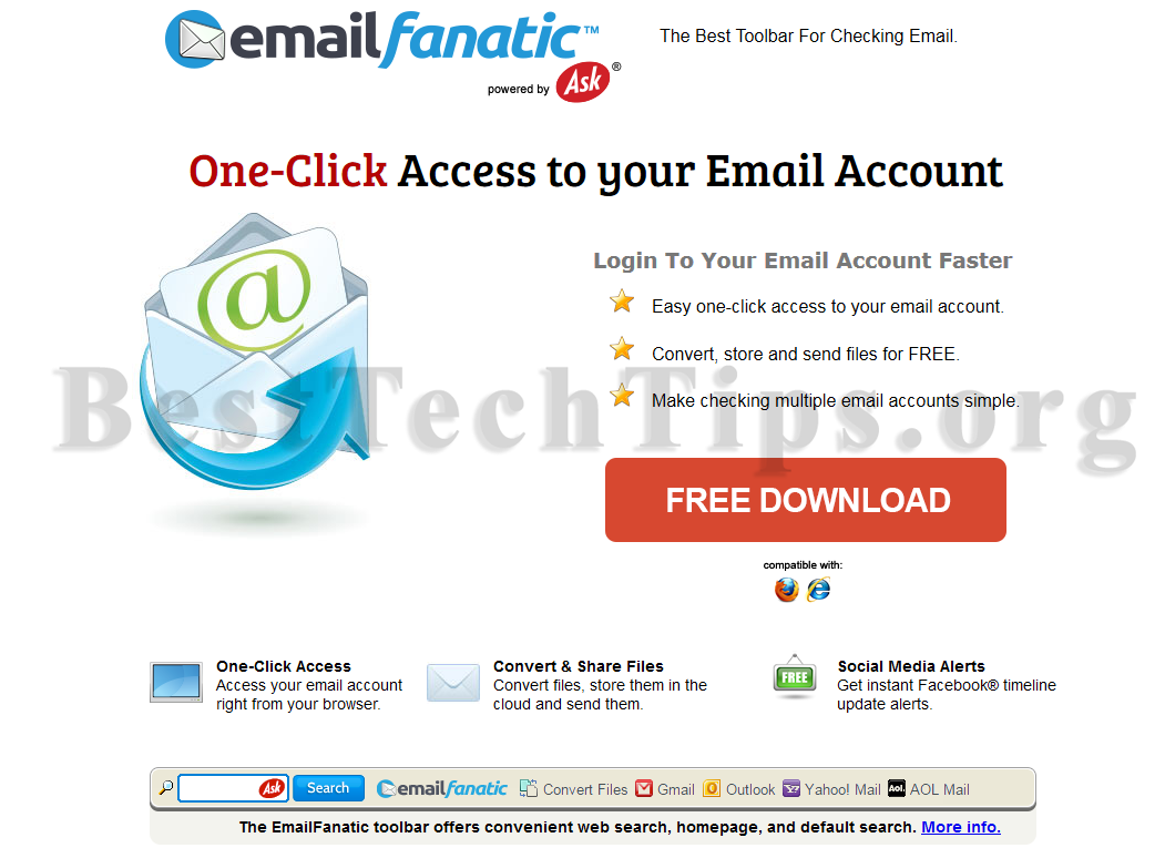 Get rid of Email Fanatic Toolbar