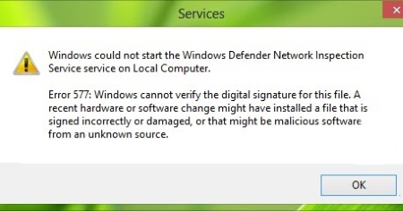 Fix Win Defender error 577 in Windows 10