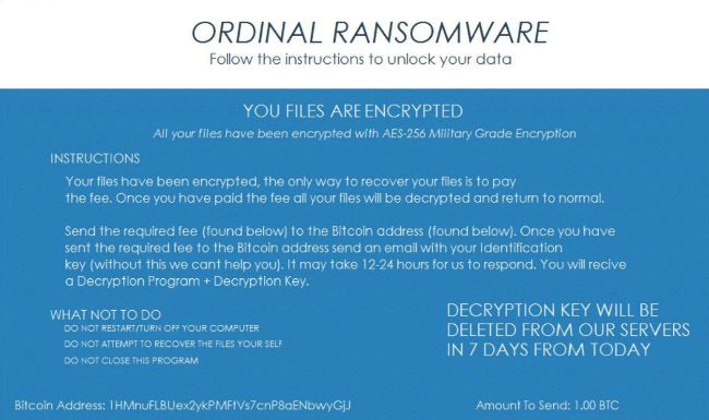 Ordinal ransomware