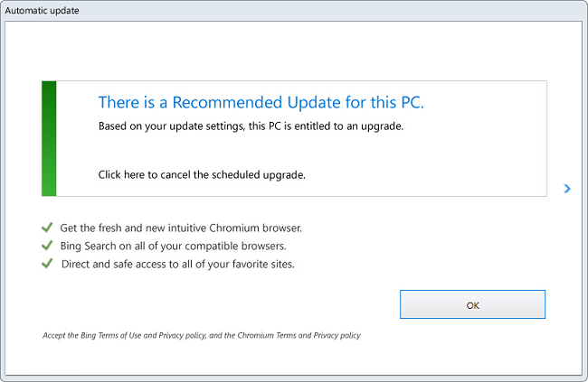 “There is a recommended update for this PC” pop-up hijacker