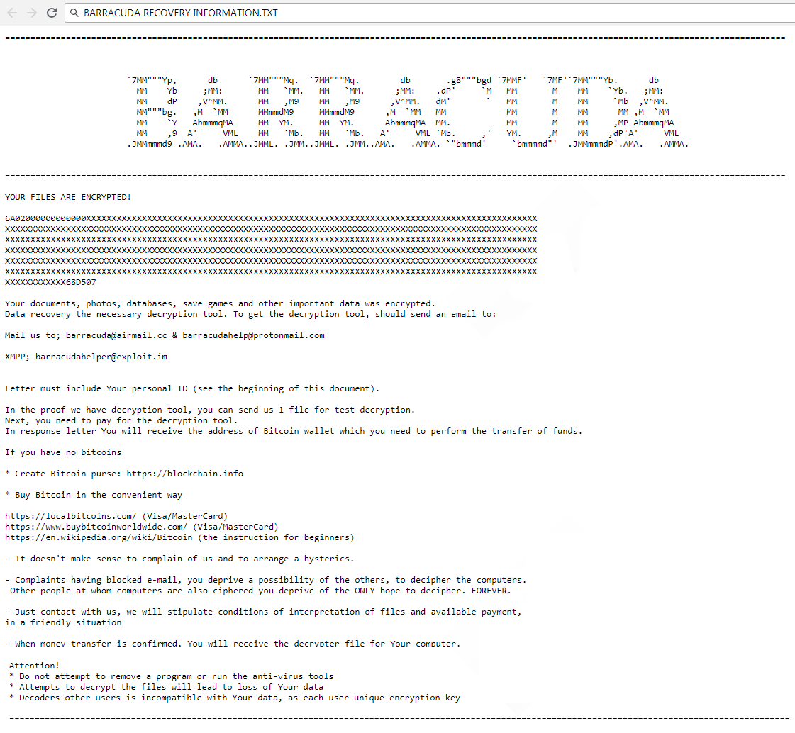 entfernen Barracuda Ransomware