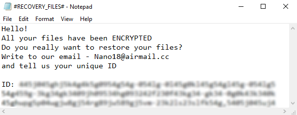 remove NANO ransomware