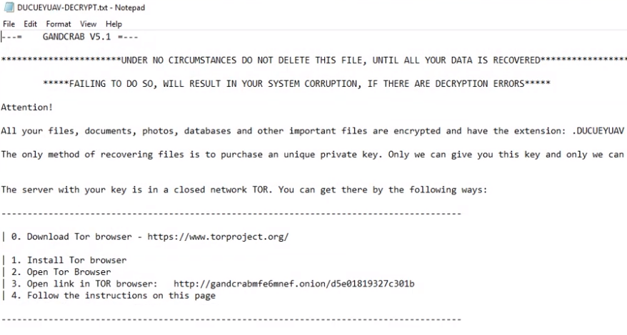 remove GANDCRAB V5.1 ransomware